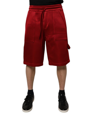 Bermudas de viscosa y nailon burdeos de cintura media