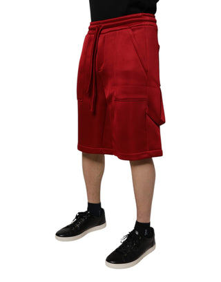Bermudas de viscosa y nailon burdeos de cintura media