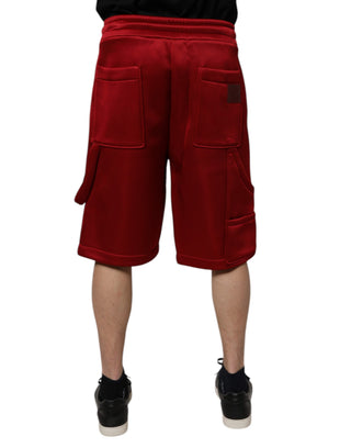 Bermudas de viscosa y nailon burdeos de cintura media