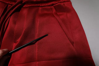 Bermudas de viscosa y nailon burdeos de cintura media