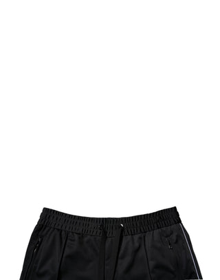 Schwarze Bermuda-Shorts für Herren aus Polyester mit mittelhohem Bund