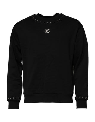Sudadera con capucha negra con logo y tachuelas
