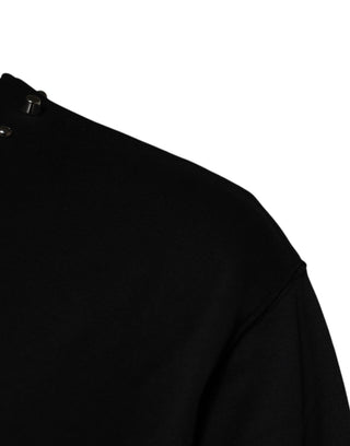Sudadera con capucha negra con logo y tachuelas