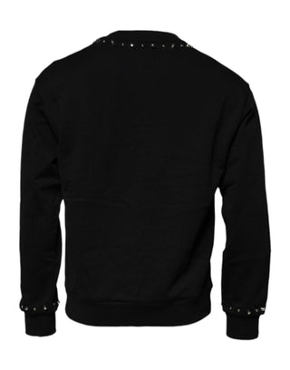 Sudadera con capucha negra con logo y tachuelas