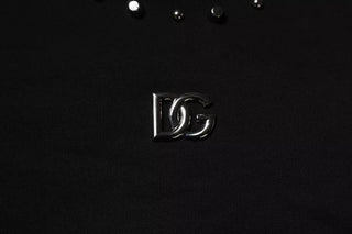 Sudadera con capucha negra con logo y tachuelas