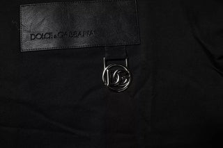 Schwarzes Baumwoll-T-Shirt mit Rundhalsausschnitt und Logo-Patch