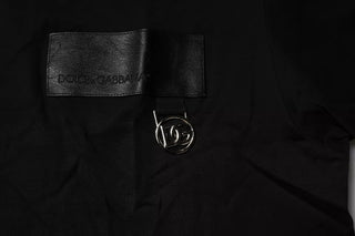 Schwarzes Baumwoll-T-Shirt mit Rundhalsausschnitt und Logo-Patch