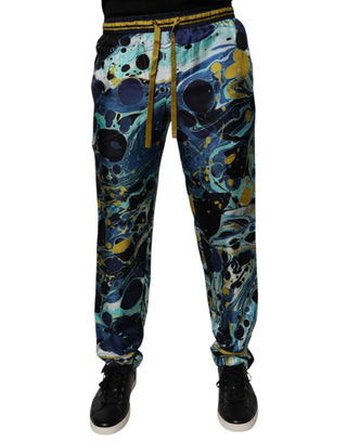 Pantalones jogger con estampado mármol multicolor