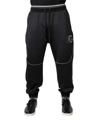 Schwarze Polyester-Jogginghose mit Logo