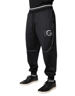 Schwarze Polyester-Jogginghose mit Logo