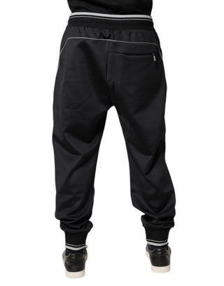 Schwarze Polyester-Jogginghose mit Logo