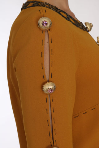 Vestido mini con cristales decorativos marrón