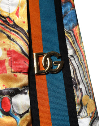 Pantalones de chándal para hombre de satén con estampado mármol multicolor