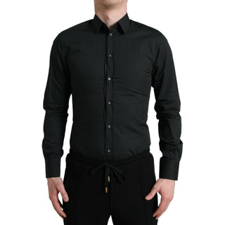 Camisa de vestir de algodón negra