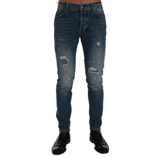 Blaue Slim-Fit Jeans aus Baumwolle