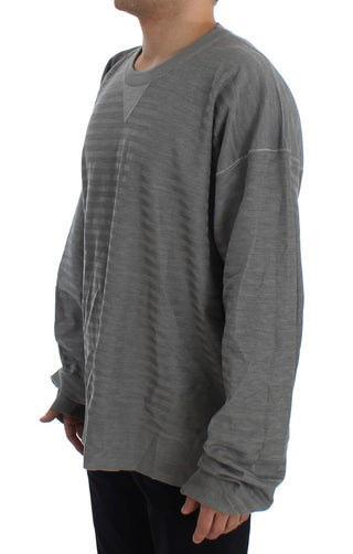 Suéter de Seda Gris de Cuello Redondo