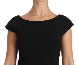 Schwarzes Stretch-Fit-Flare Maxikleid