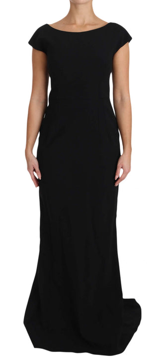 Schwarzes Stretch-Fit-Flare Maxikleid