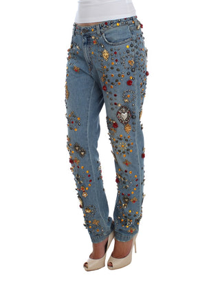 Jeans Embellecidos con Corazones de Rosas de Cristal