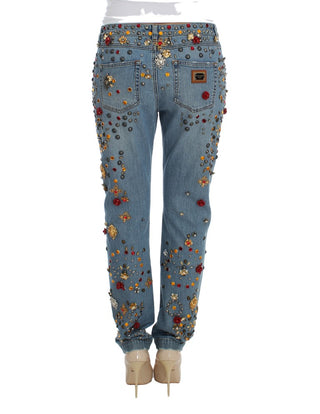Jeans Embellecidos con Corazones de Rosas de Cristal