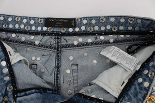 Jeans Embellecidos con Corazones de Rosas de Cristal