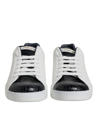 Zapatillas Portofino de cuero blanco y negro