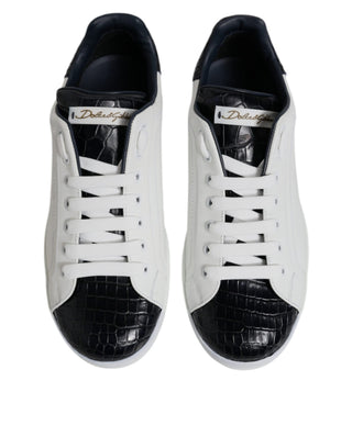 Zapatillas Portofino de cuero blanco y negro