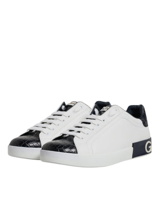 Zapatillas Portofino de cuero blanco y negro