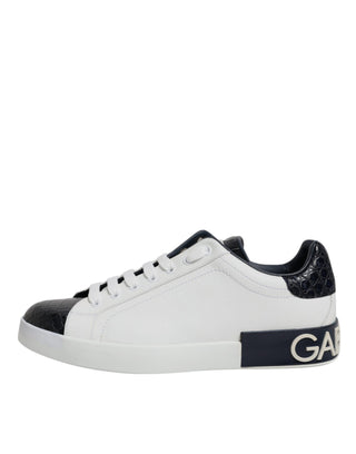 Zapatillas Portofino de cuero blanco y negro