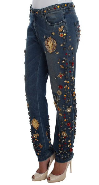 Jeans Embellecidos con Corazones de Rosas de Cristal