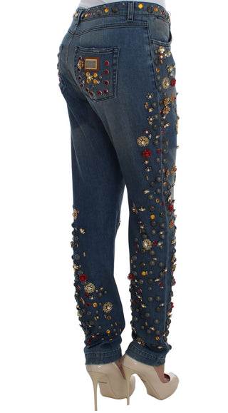 Jeans Embellecidos con Corazones de Rosas de Cristal