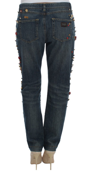 Jeans Embellecidos con Corazones de Rosas de Cristal