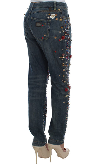 Jeans Embellecidos con Corazones de Rosas de Cristal
