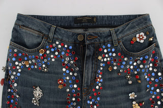 Jeans Embellecidos con Corazones de Rosas de Cristal