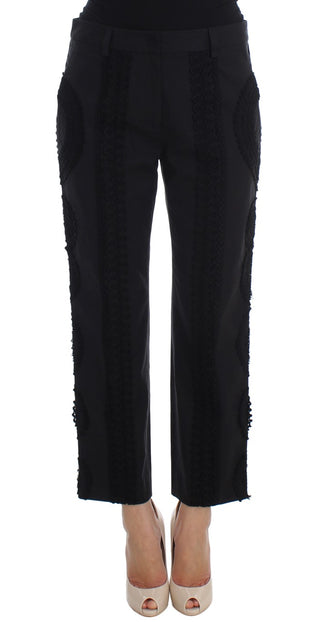 Pantalones Capris de Algodón Elástico Negros