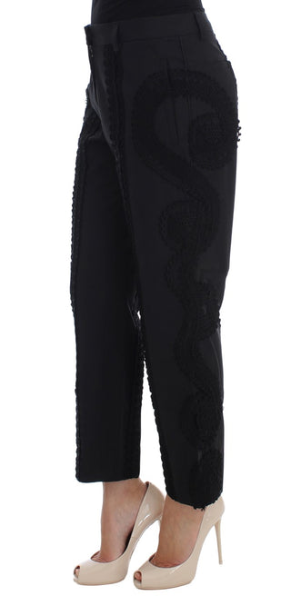 Pantalones Capris de Algodón Elástico Negros