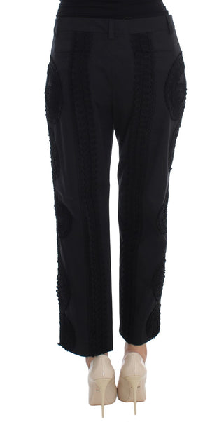 Pantalones Capris de Algodón Elástico Negros