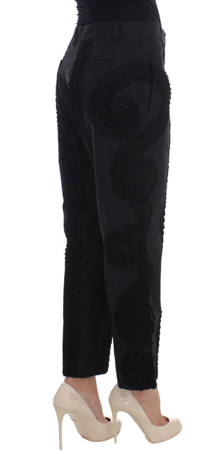 Pantalones Capris de Algodón Elástico Negros