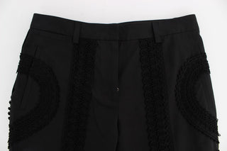Pantalones Capris de Algodón Elástico Negros