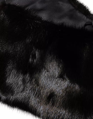 Bufanda envolvente con cuello de piel negra