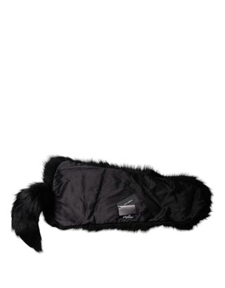 Schwarzer Fuchsfell-Halswärmer Winterschal
