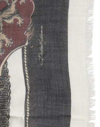 Multicolor Printed Cashmere Foulard Scarf