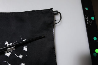Black Floral Silk Square Wrap Shawl Scarf