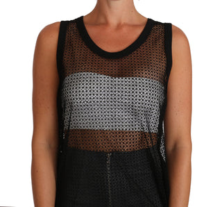 Schwarze Netz Transparente Bluse T-Shirt