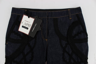 Jeans Capris de Algodón de Mezclilla Azules