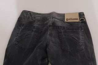 Jeans pitillo de mezclilla gris lavado con cremallera lateral y tiro bajo  