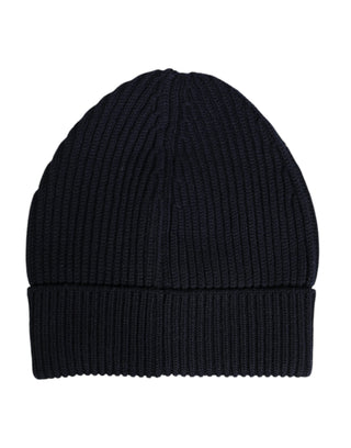 Gorro de invierno tejido de cachemira azul  