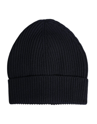 Gorro de invierno tejido de cachemira azul  
