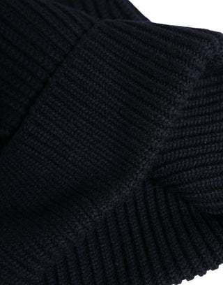 Gorro de invierno tejido de cachemira azul  