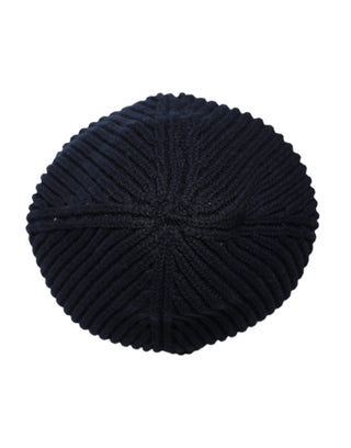 Gorro de invierno tejido de cachemira azul  